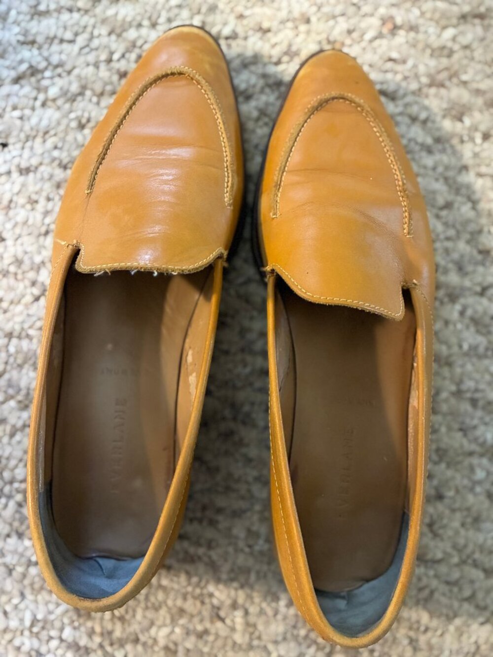 Everlane Pointed Leather Yellow Loafers